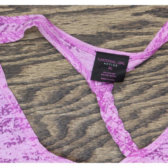 NWT Material Girl Juniors Braided-Back Graphic Tank Top Blooming Lotus Purple XL - Picture 5 of 10